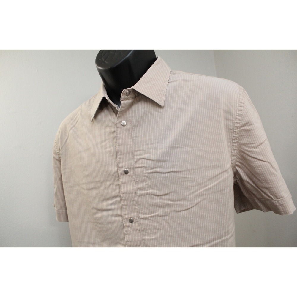 Armani Exchange AX‎ Metal Snap Up Shirt Stretch Short Sleeve Striped Mens Medium